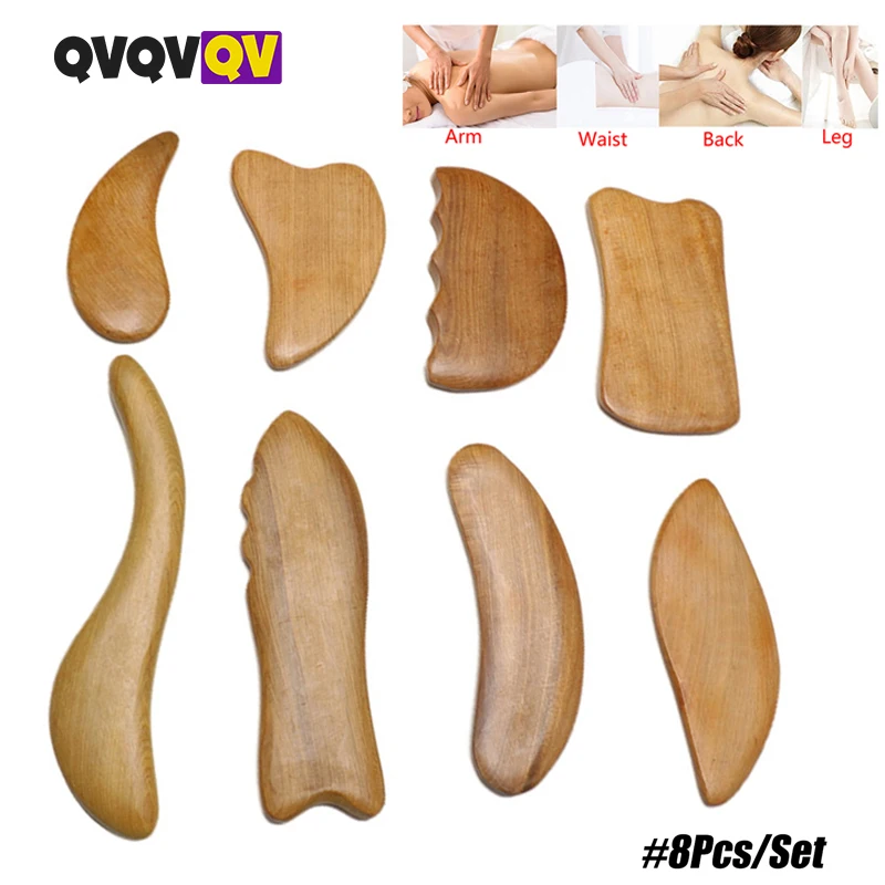 

8Pcs/Set Wood Therapy Massage Tools, Help Reducing Muscle Soreness Cramping Tightness Leg Arms Back Calves Muscle Massager