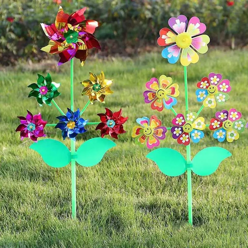 ใหม่ 6 ล้อการ์ตูน Windmill ของเล่น Whirligig WIND SPINNER Pinwheel YARD Garden Decor