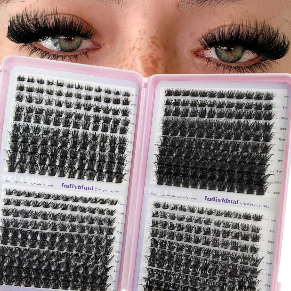 640개 개별 속눈썹 40줄 클러스터 D 컬 믹스 속눈썹 클러스터 3D 위스피 DIY 속눈썹 연장 재사용 가능 자연스러운 속눈썹 속눈썹 북