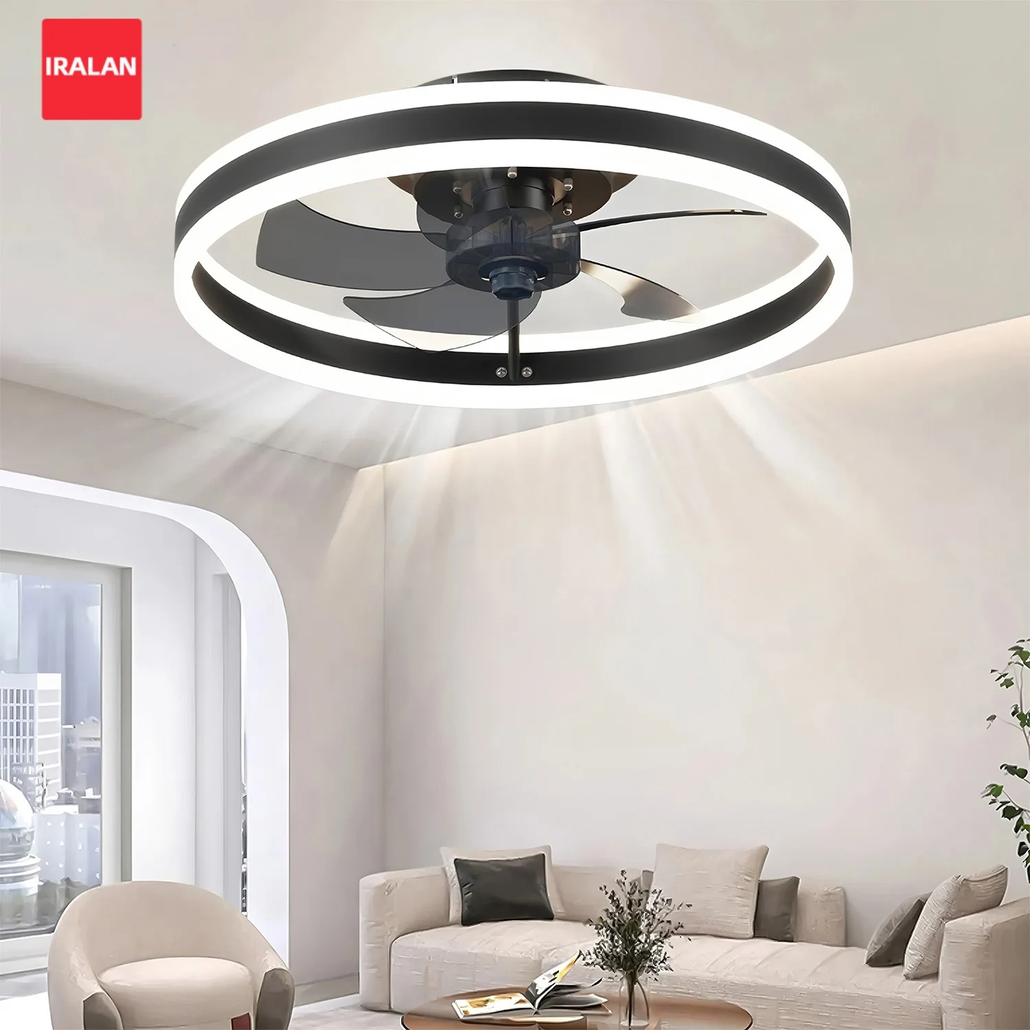 

IRALAN LED Ceiling Fan with Lamp Dimmable LED Ceiling Light Silent Chandelier Fan for Bedroom Living Room Light Foyer Fixtures