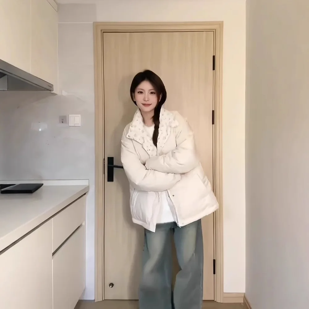 Floral Cotton-padded Jacket Autumn and Winter 2025 Design Sense Women's Thickened Loose Little Bread Cotton-padded Jacket