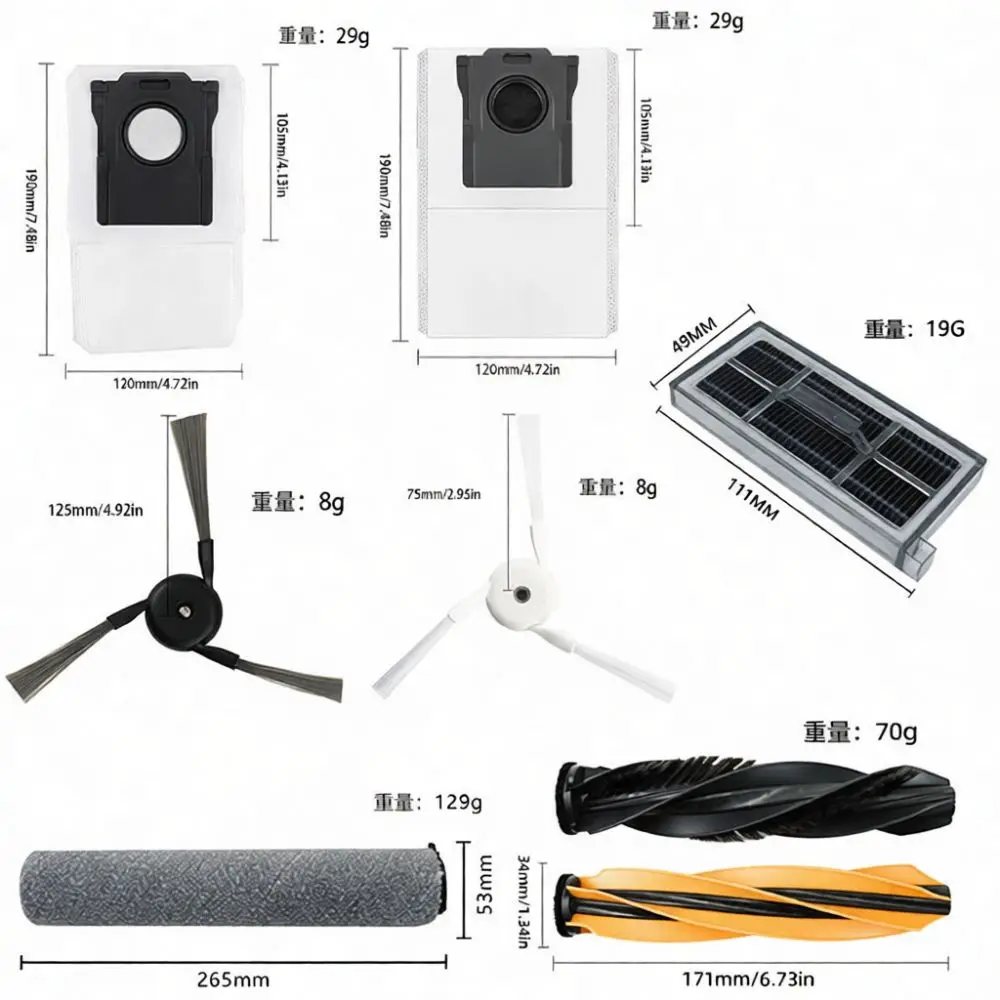 For Dreame MOVA Z60 SE Z70 Pro Robot Vacuum Cleaner Maintenance Kit Filter Roller Brush Side Brush Mop Dust Bags