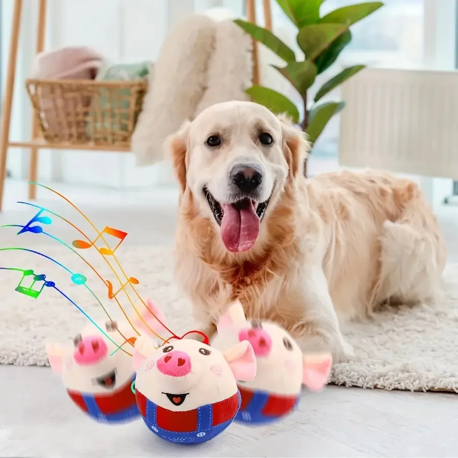 

Pet Toy Ball, Pet Smart Bouncing Ball, Pig, Puppy, Hamster, Rabbit, Washable Jumping Squeak Pet Toy With Recording And Music Mo