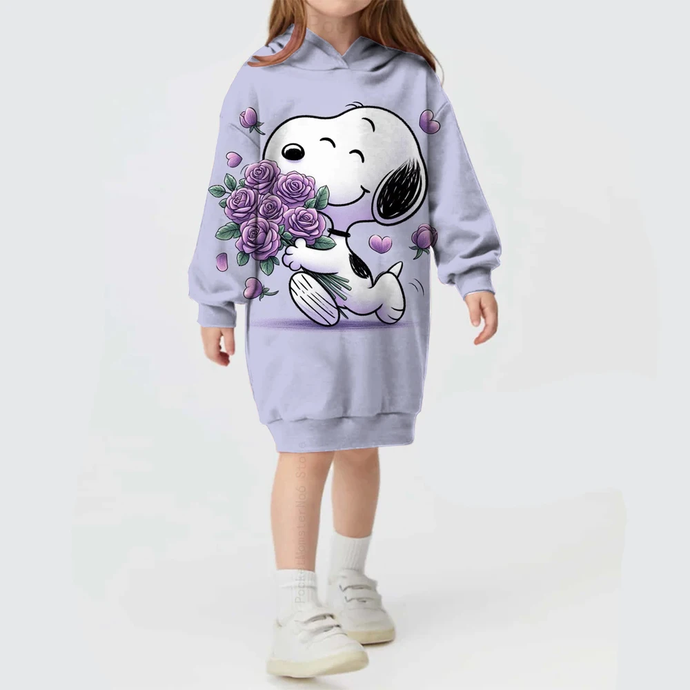 

Kawaii мультфильм комиксы аниме Снупи платье с капюшоном детская одежда спортивная одежда для маленьких девочек толстовка детский топ