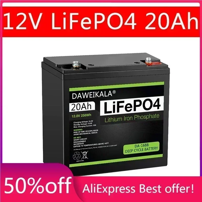 New 12V 20Ah LiFePo4 Battery Lithium Iron Phosphate 12V 24V LiFePo4 Rechargeable Battery for Kid Scooters Boat Motor Tax Free