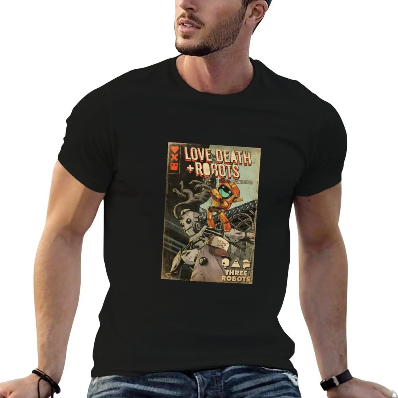 

man shirt t Three graphic essential t t man T-Shirt shirt funny shirts robots