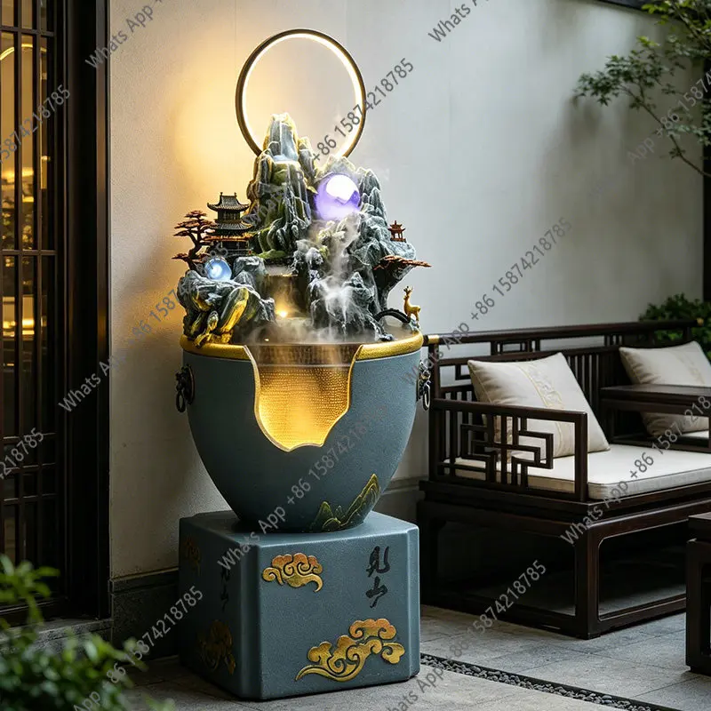 Bn Garden Rockery Flowing Water Fountain Ornament Circulating Water Living Room Garden Entrance Floor Water Wheel Ornament