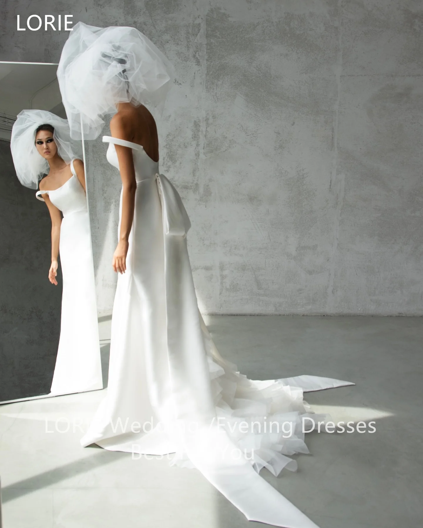 LORIE-vestidos de novia elegantes con tirantes finos, lazo sin espalda, sirena, vestido de fiesta de novia, vestidos de novia hasta el suelo personalizados