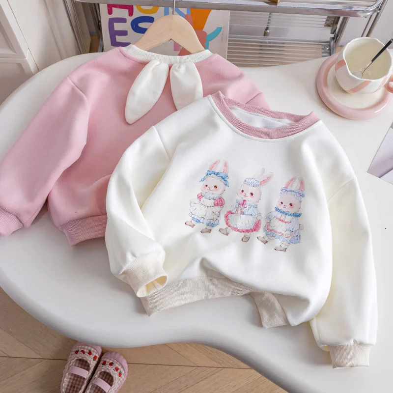 

LYY-Children's Clothing Girls' Sweater Autumn2024New Western Style Children's Cartoon Rabbit Sweater Baby Girl Spring and Autumn