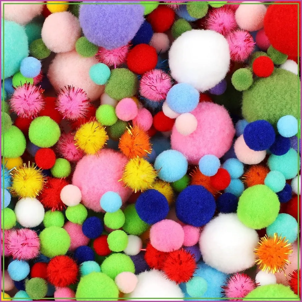 

900 PCS Multicolor Pom Poms for Crafts, Soft Fluffy Pompoms in Assorted Sizes for DIY Decorations