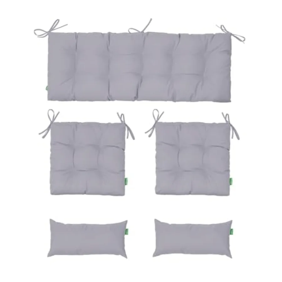 

Outdoor Wicker Chair Cushions of 5PiecesTufted Patio Bench Cushions and 2Seat Cushions with Ties 2Lumber Pillows Waterproof Cus