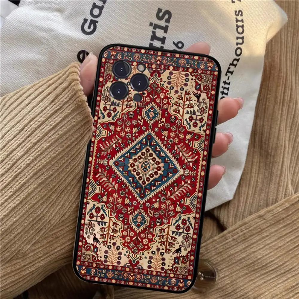 Persian Carpet Floral Art Phone Case For iPhone 15 14 11 12 13 Mini Pro XS Max Cover 6 7 8 Plus X XR SE 2020 Funda Shell