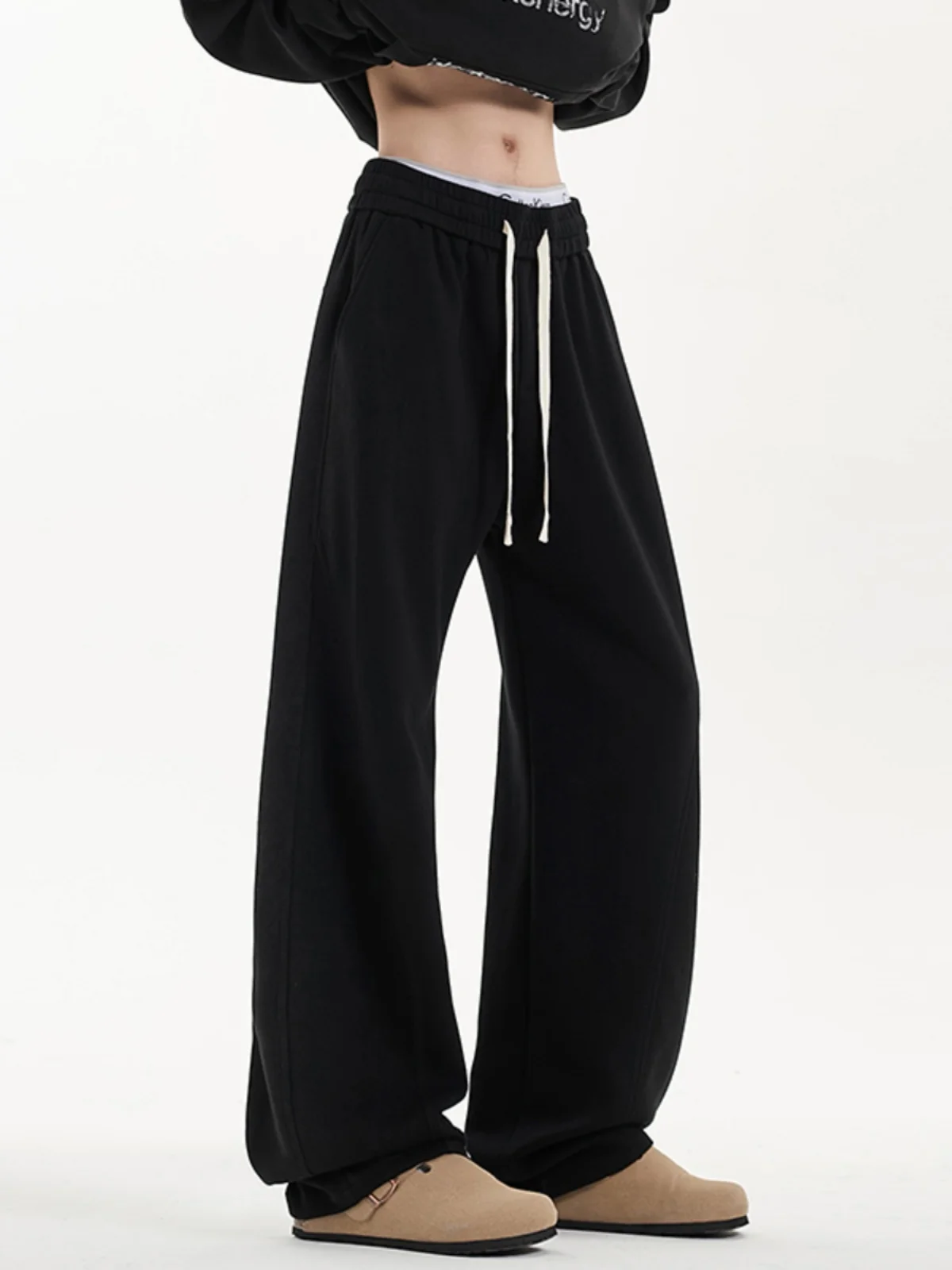 

Мужские спортивные брюки свободного кроя в винтажном американском стиле с изогнутым поясом, повседневные, прямые, без стрейча, из хлопка и полиэстера