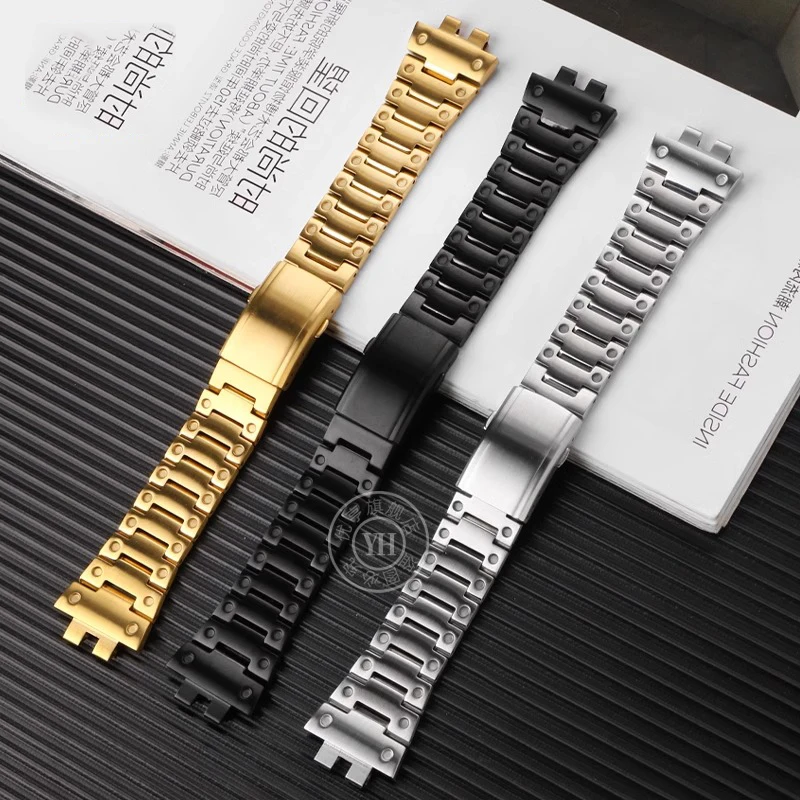 For Casio G-SHOCK 35th Anniversary Small Square 3459GMW-B5000 Watch Accessories Steel Watch with Stainless Steel Chain bracelet
