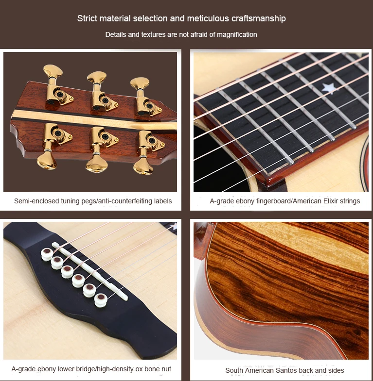 الجملة 41 بوصة الغيتار الصوتية الأداء المهني المتقدمة شجرة التنوب أعلى جودة الغيتار الشعبي للبيع