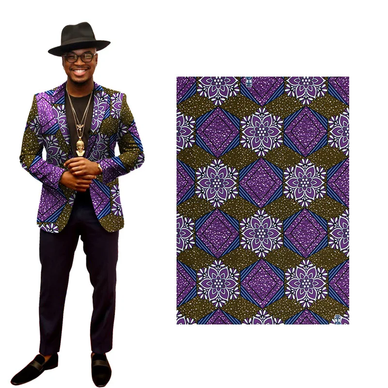 Ankara African Prints Cotton Fabric Purple Real Wax Dress Sewing Tissu Craft DIY Textile Material For Dashiki