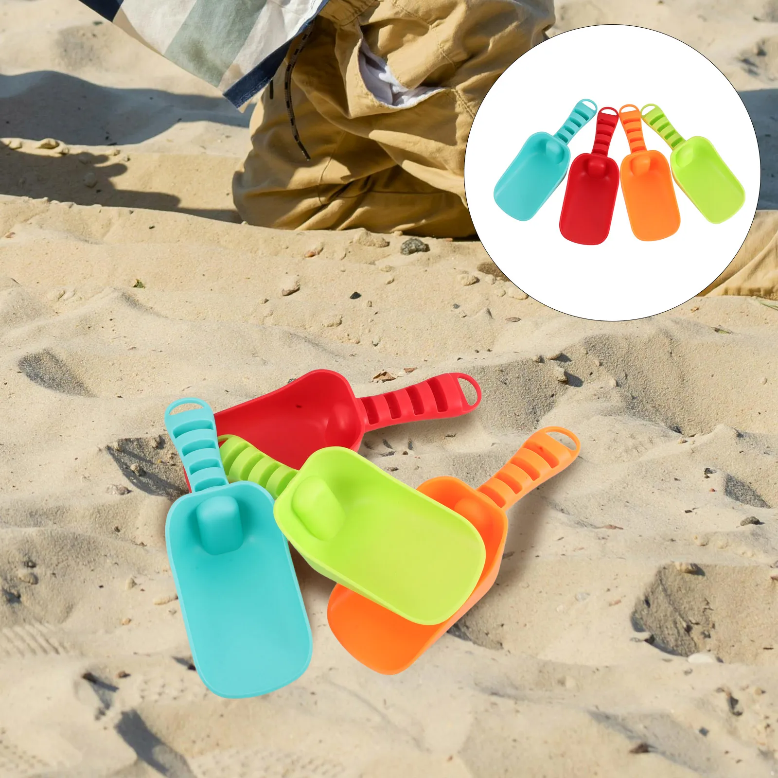 4 ชิ้นชายหาดขุดทรายของเล่นพลั่วเด็กพลาสติกขนาดกะทัดรัดสนุกกลางแจ้งสี Seaside Play ชุดเครื่องมือ