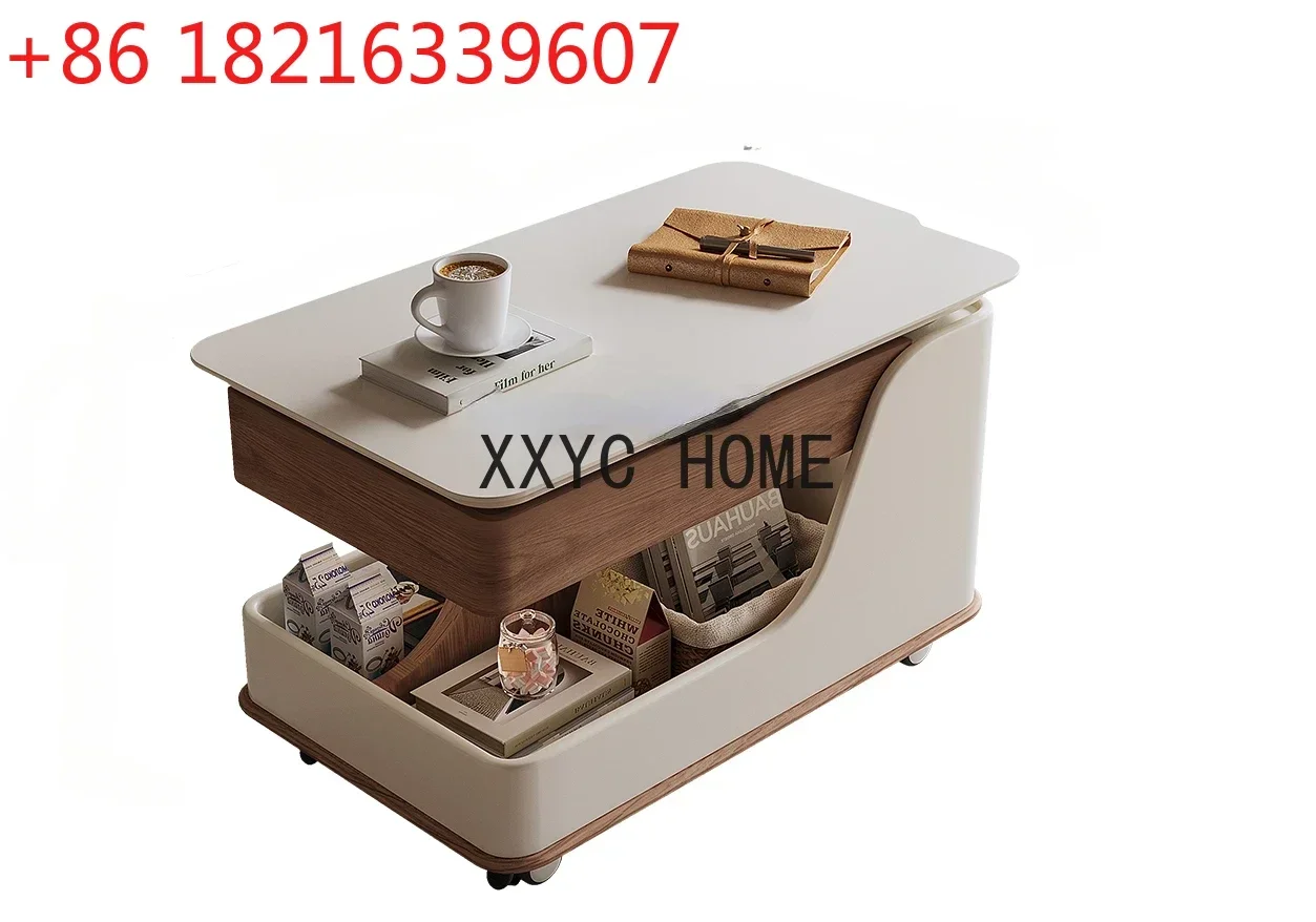 

Light Luxury Advanced Portable Small Apartment Living Room Home Sofa Stroller Side Cabinet New Lifting Coffee Table