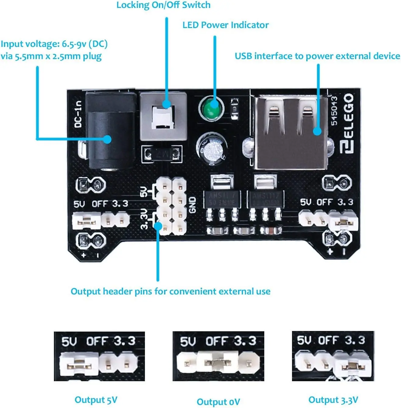 ELEGOO Upgraded Electronics Fun Kit with Power Supply Module, Jumper Wire, Precision Potentiometer for Arduino® and STM32
