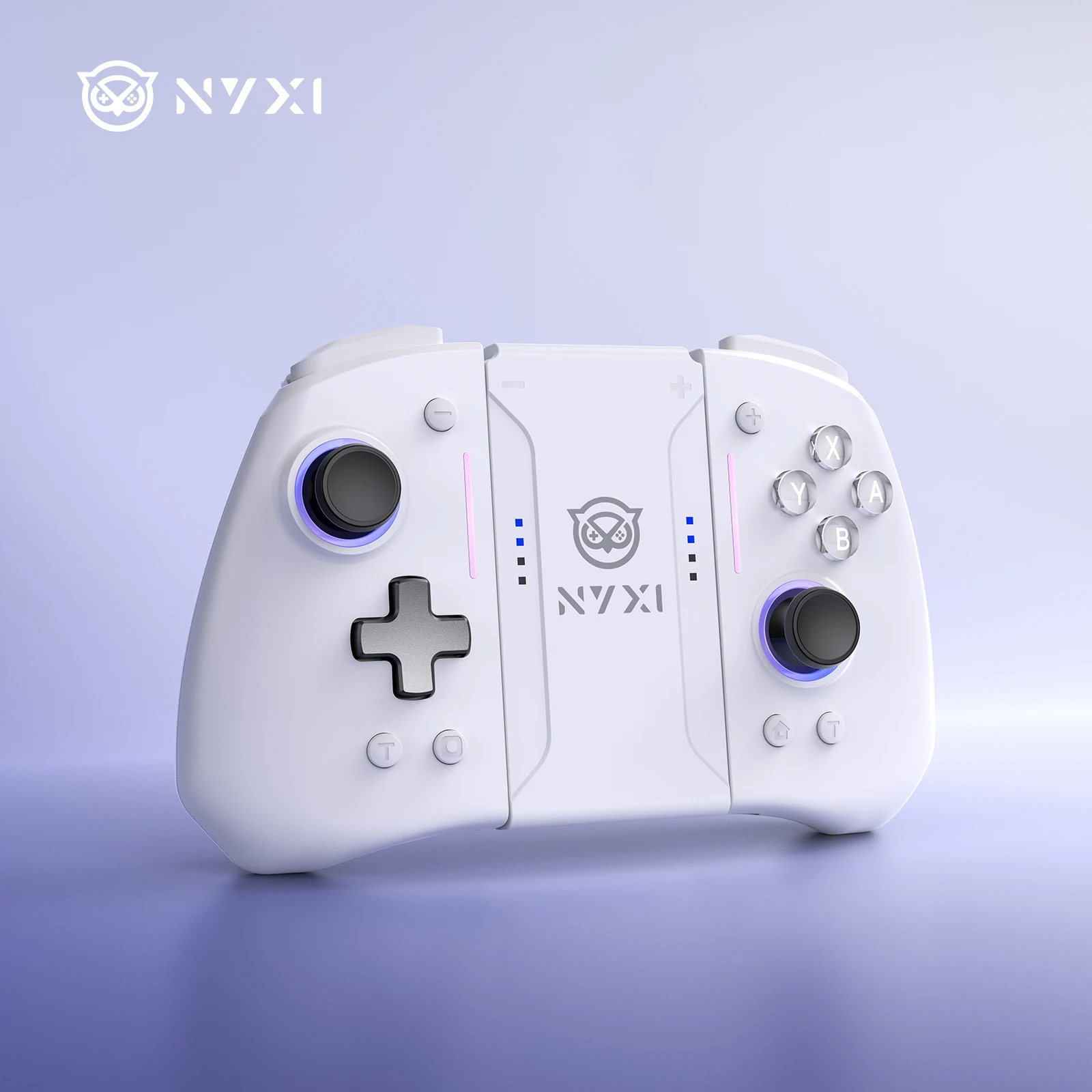 NYXI Hyperion Pro Hall Joystick Wireless Game Controller White Gamepad with RGB Lights for Nintendo Switch PC Controller