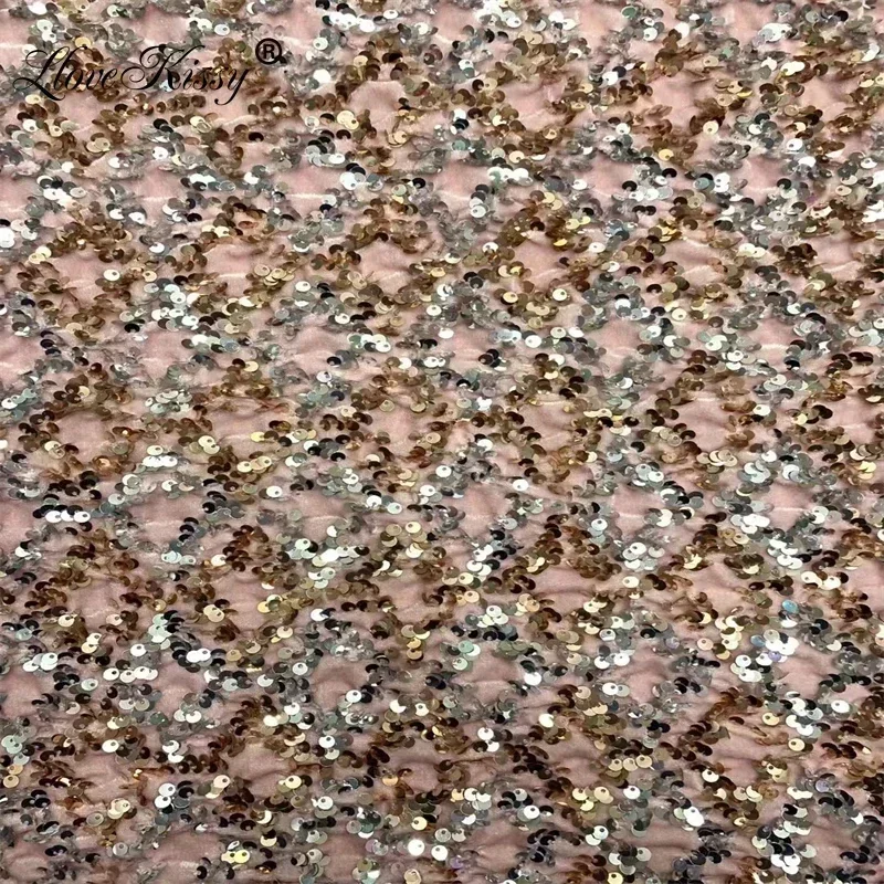 Spot Velvet Embroidered Diamond Shaped 5MM Sequin Fabric For Party Wedding Dress Fashion Glitter Fabric Wide:125CM