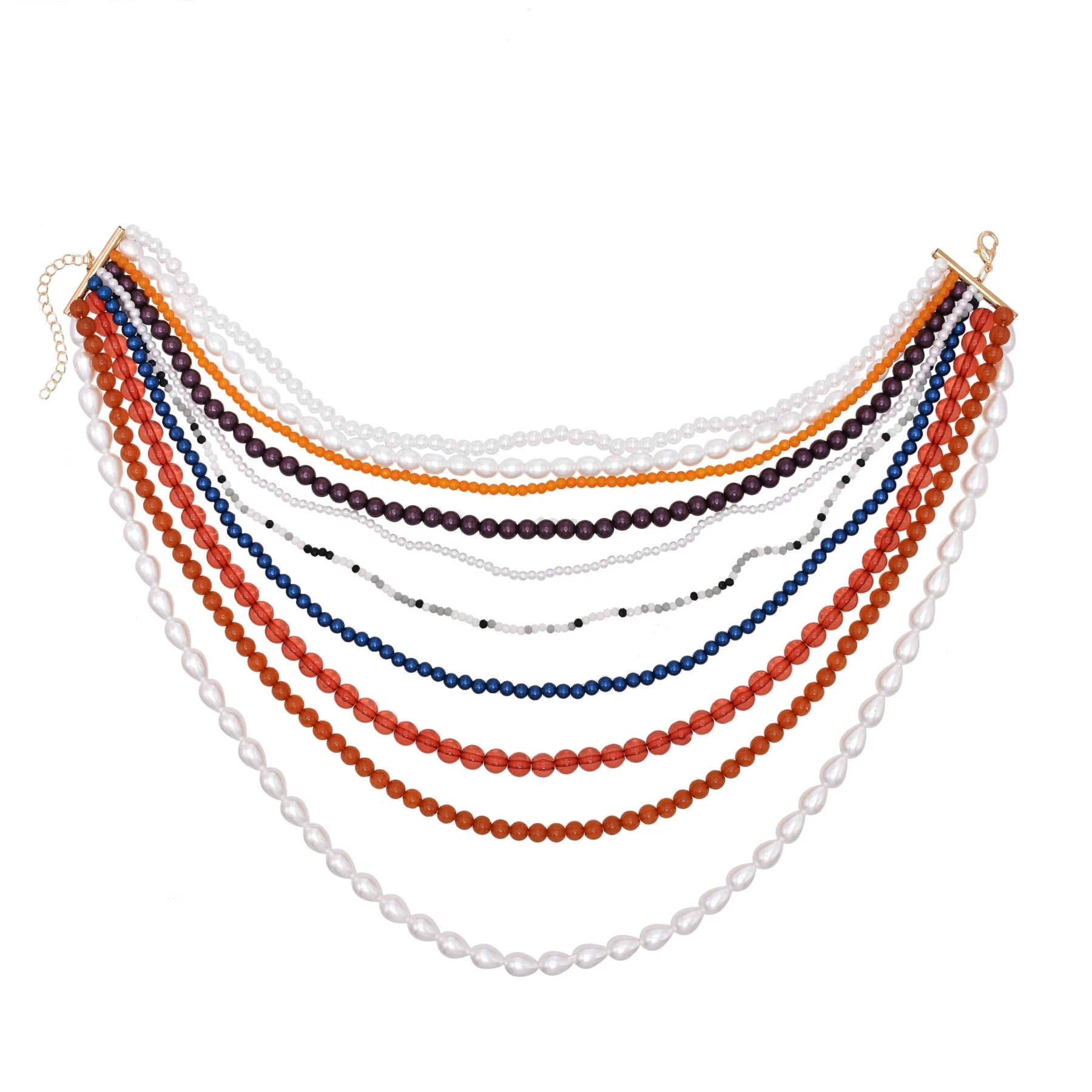 Multi Layered Pearl Beads Choker Necklace for Women Bohemian African Ethnic Tribal Bib Necklaces Summer Jewelry Accessories