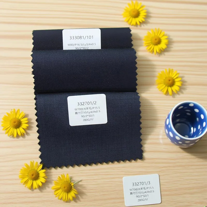 High Quality 80 Merino Wool 19.5 Polyester 0.5 Antistatic Cloth Yarn 100/2*100/2 Anti-static Fabric For Office Blouses Dress
