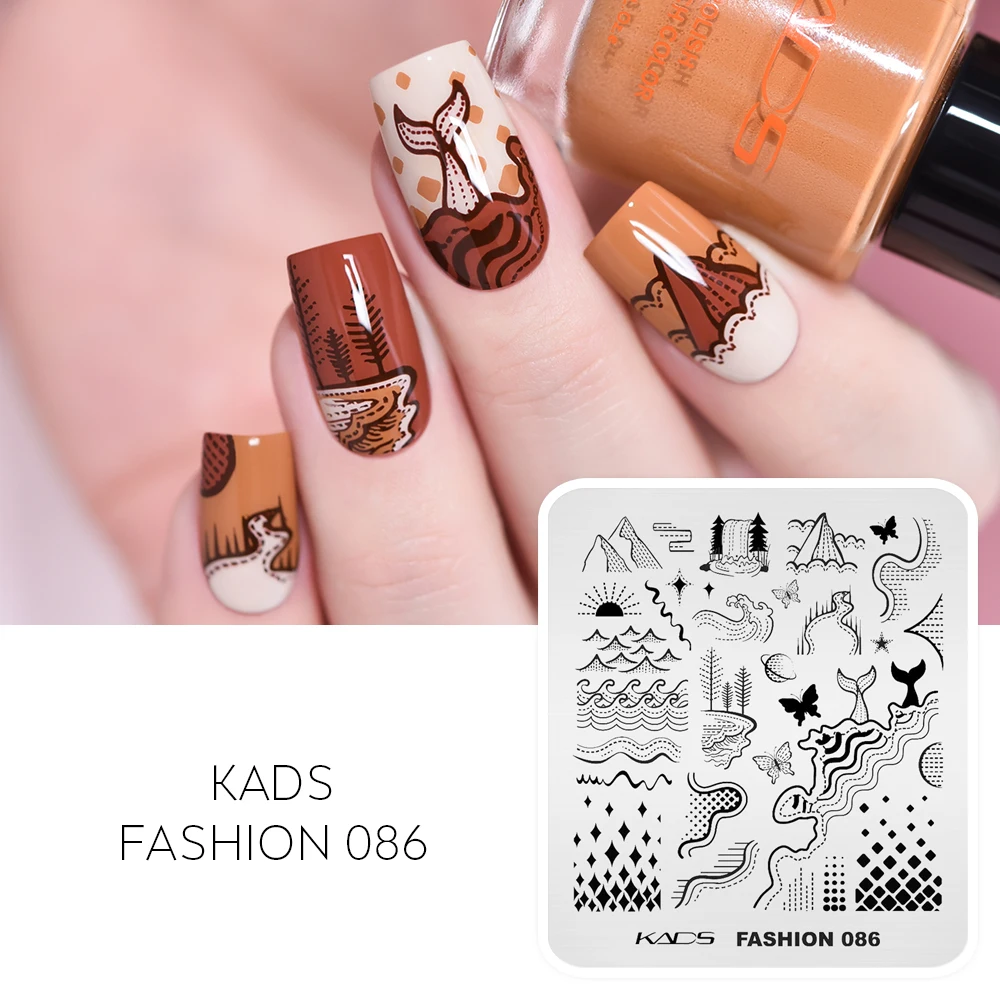 KADS Nail Art Image Stamping Plates Printing Plate Flower Fashion Nature Leaves Geometry Nails Stamp Template Manicure Stencil