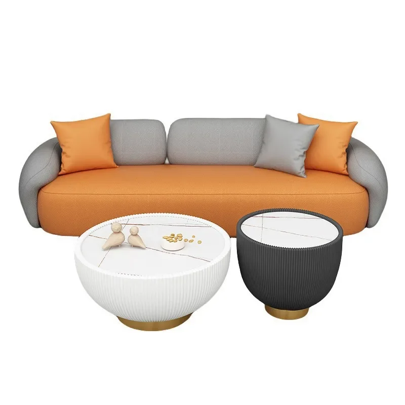 

Light luxury and simple clothing store sitting area meeting guests curved sofa, villa beauty salon office sofa