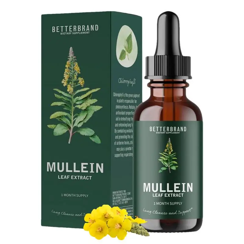 60ml Organiczna kapsułka z ekstraktem z liści Mullein do oczyszczania płuc i czyszczenia wątrobów Lungs Drops Detoxification Lug Clears Respiratory