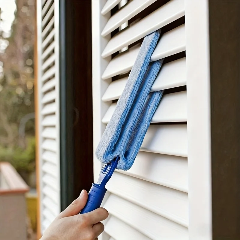 Cepillo azul para limpiar persianas venecianas, cepillo para eliminar el polvo de las rejillas del aire acondicionado, cepillo para limpiar huecos.