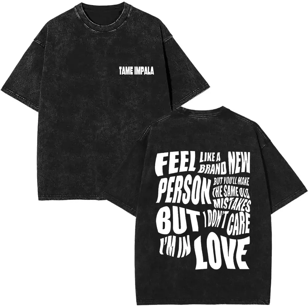 Hot Sale Rock Band Tame Impala Deadbeat Vintage Washed T-shirt Men Women Retro Casual Cotton T Shirts Male Oversized Streetwear