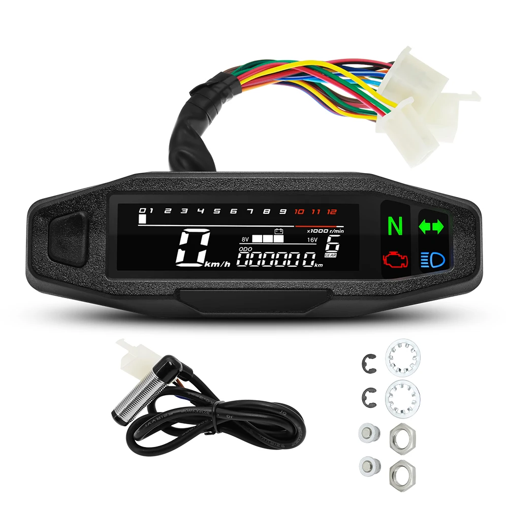 

199km/h Motorcycle Tachometer LCD Meter Universal Digital Speedometer Total Mileage Odometer W Bracket Backlights Motor Access
