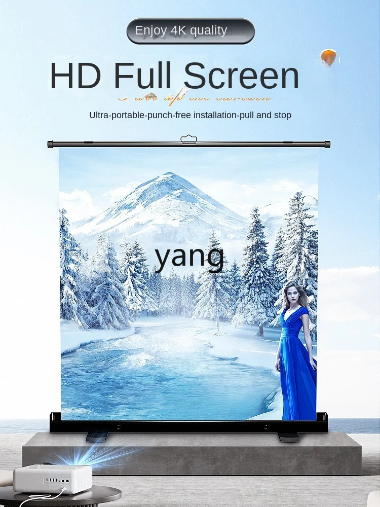 LHH  Anti-Light Floor Screen Cloth 100-Inch 4K Projector Portable Punch-Free