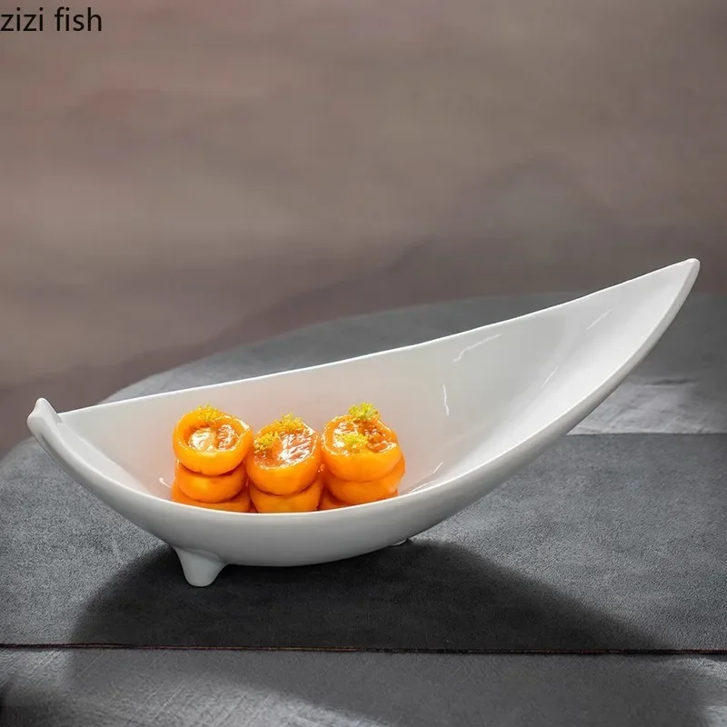 

Pure White Irregular Ceramic Dinner Plate Restaurant Dessert Bowl Sushi Plate Salad Bowl Thick Soup Bowl Specialty Tableware