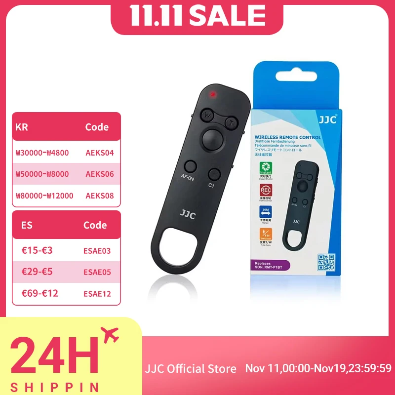 JJC سماعة لاسلكية تعمل بالبلوتوث التحكم عن بعد لسوني كاميرا ZV-E1 ZV-E10 ZV-1 FX30 A7R V A7M4 A7IV A7III A7 IV A7 III A7CR A6400 A7CR
