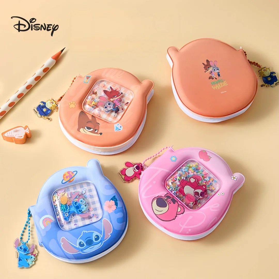 Disney Flowing Sand Stress Relief Notebook Stitch Strawberry Bear Judy Nick Eva Journal Shimmering Glitter Student Portable Notebook 64 Inner Pages