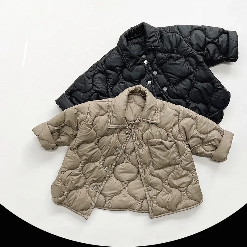 Korean Style 2024 Winter New Product Embossed Warm and Cotton Jacket for Children