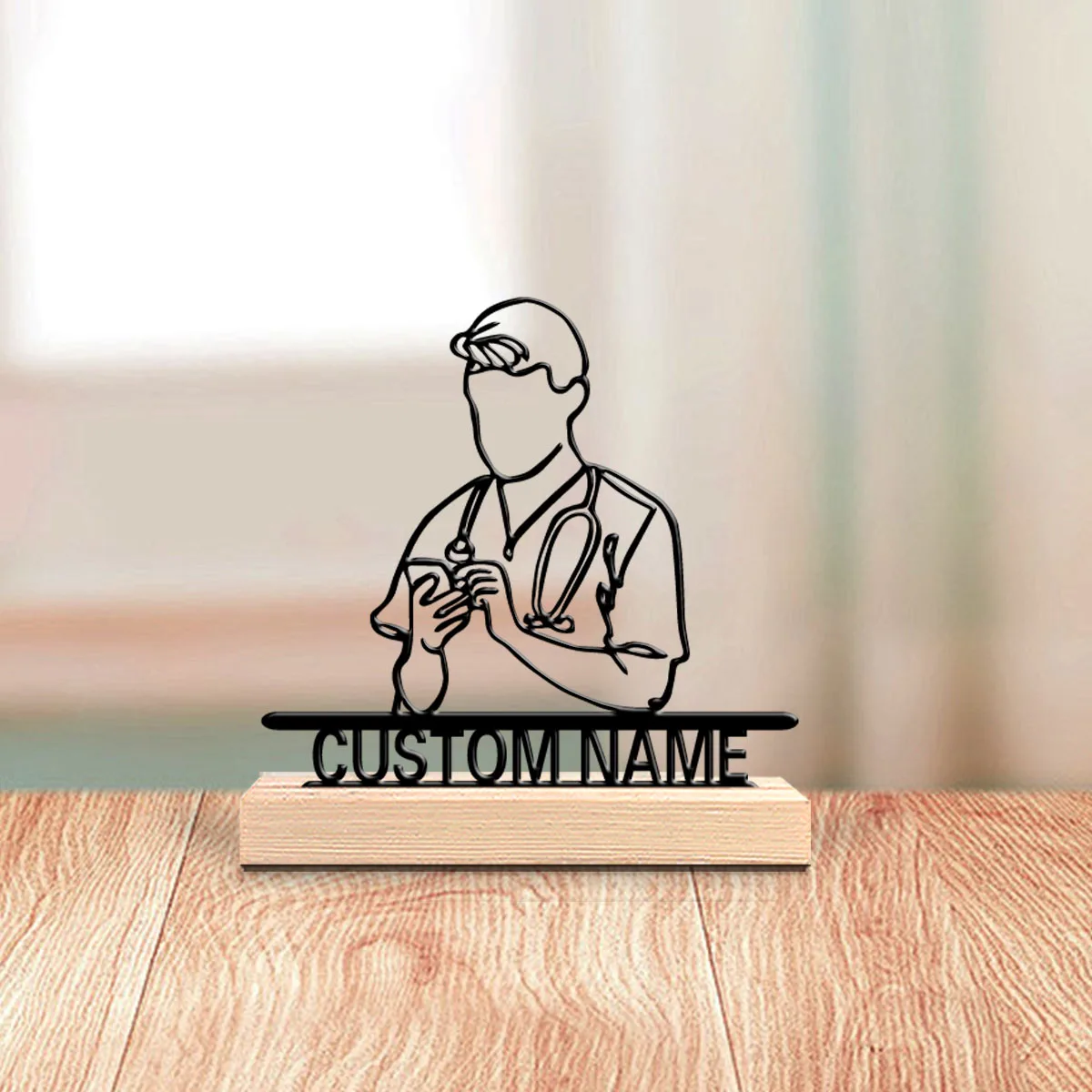 1 Stück lustige, personalisierte, individuelle Arzt-Metallstatuen, geeignet für Ärzte, medizinisches Personal, dekorative Kunst für den Schreibtisch, Bürodekoration