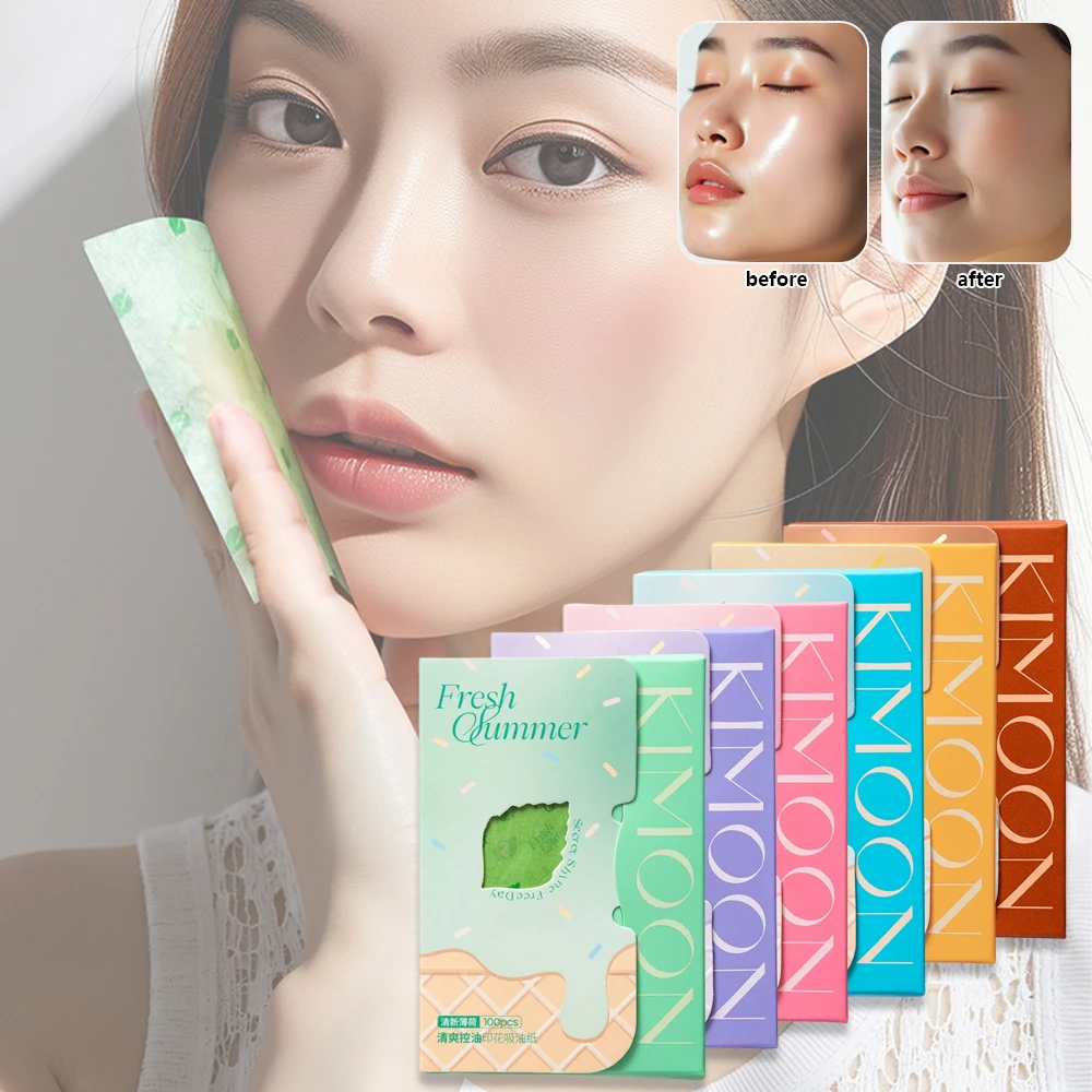 100 Sheets Fruit Prints Face Oil Blotting Paper Portable Matting Face Wipes Facial Cleanser Oil Control Oil-absorbing Face Tools