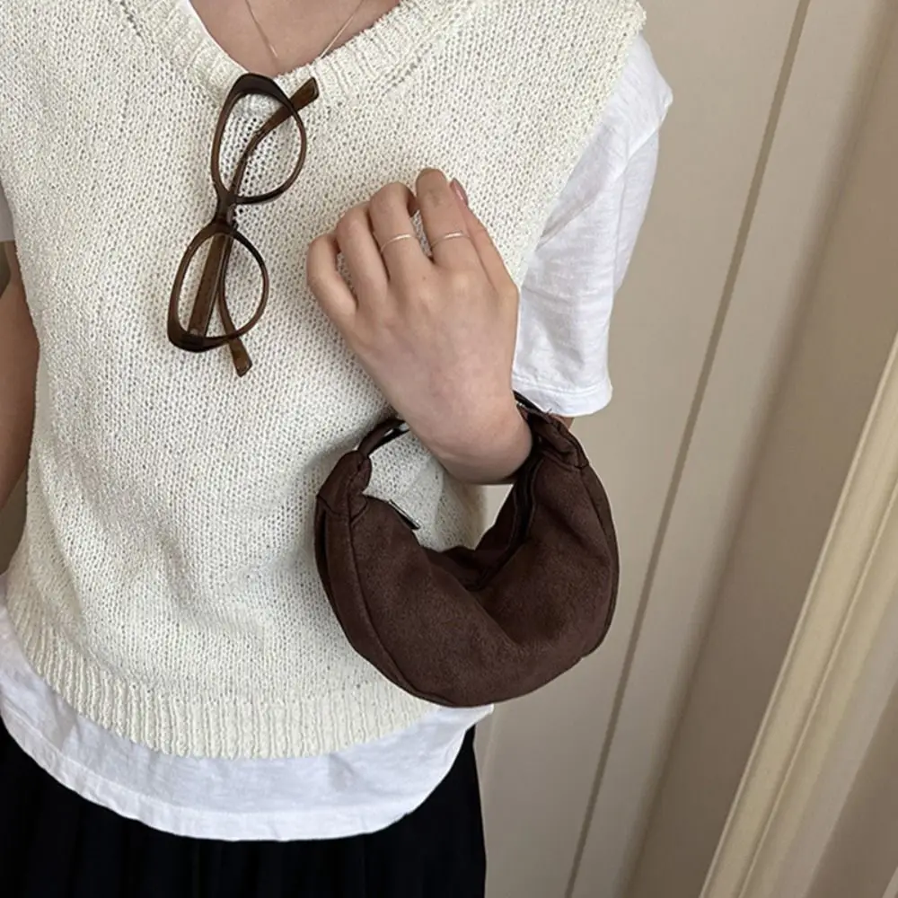 

Модная корейская замшевая сумка-кроссбоди, легкая мини-сумка-пельмень, однотонная замшевая сумка через плечо для путешествий