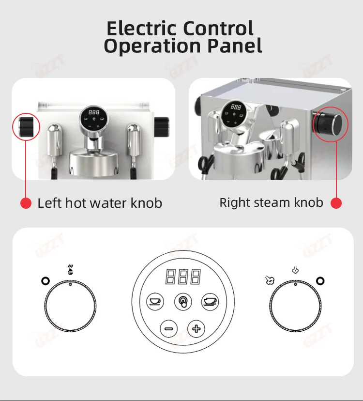 GZZT CM6005 Espresso Coffee Machine 3100W Double Pump PID Control Temperature 58mm Commercial/Home Coffee Makers 220V