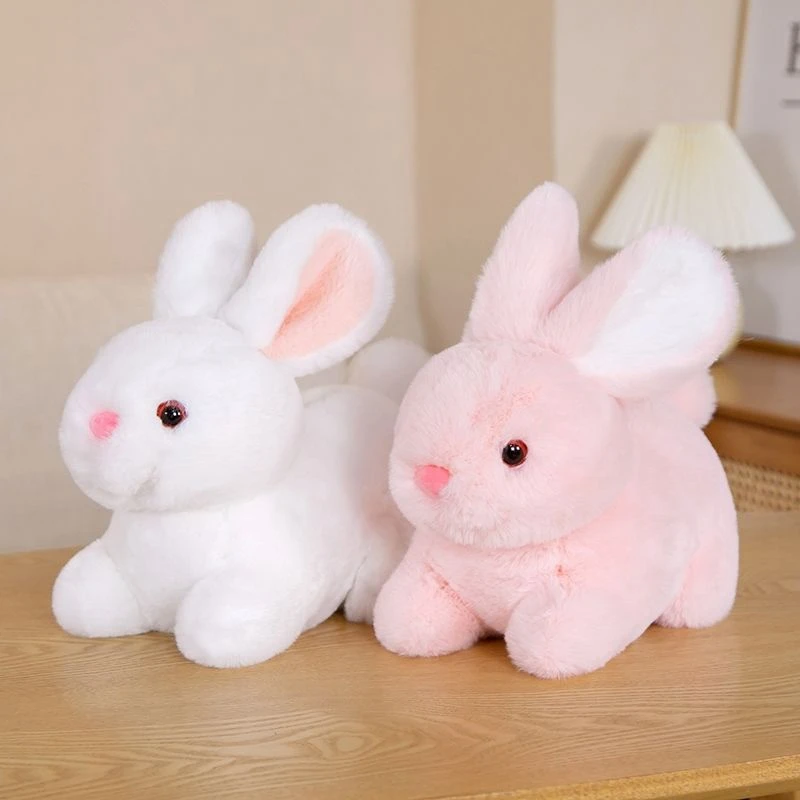 Peluche simpatico coniglietto da 20 cm bianco e rosa bambola di coniglio animale super morbida e rilassante come regalo di compleanno e Natale