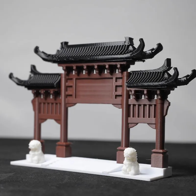 Chinese Archway Landscape Model - Ancient Style Miniature Pavilion, Rockery, Pond for Aquarium, Bonsai, Zen Garden Decor