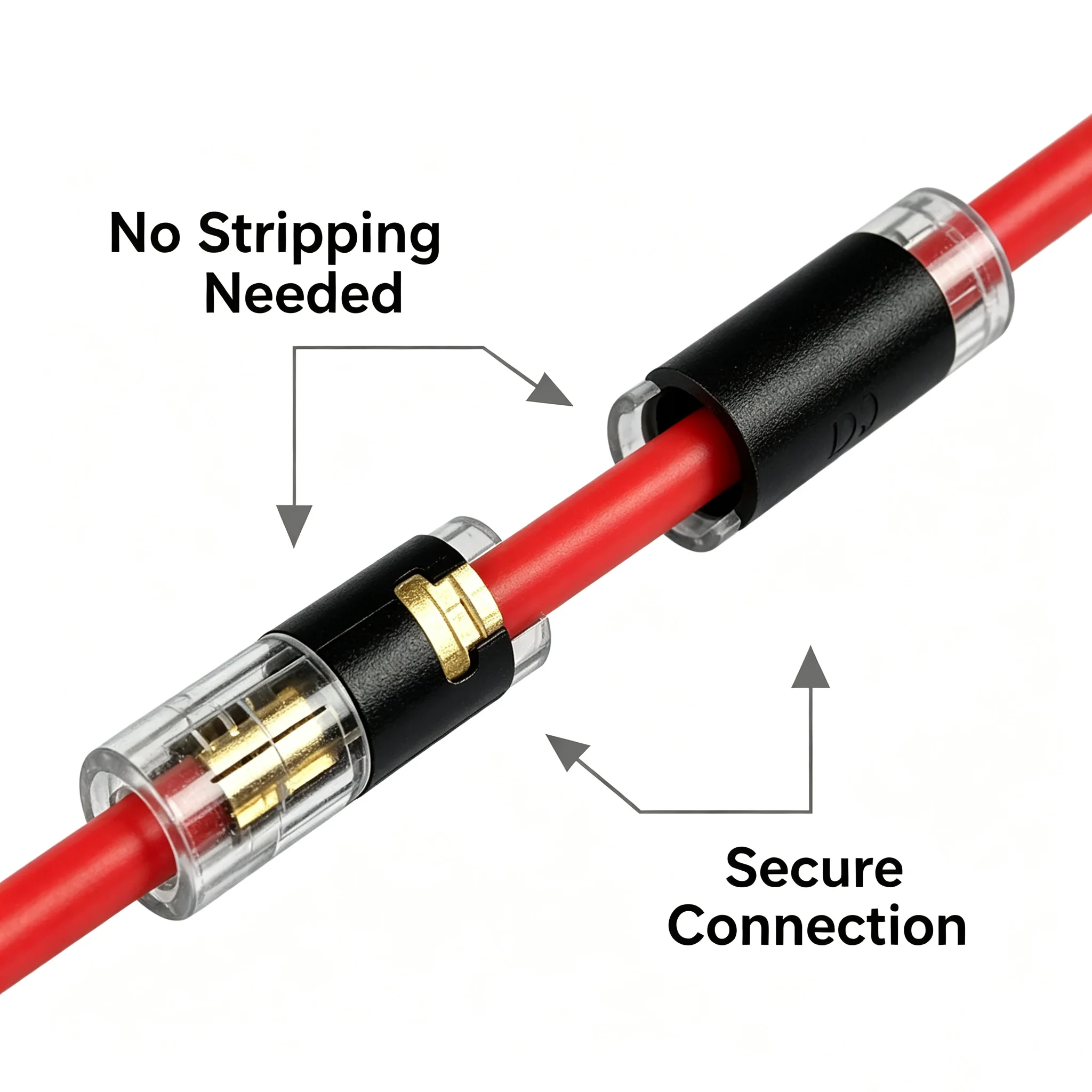 D1 Quick Wire Connector, No Strip No Solder Inline Splice Connector, Brass Contact Electrical Terminal for 0.3-0.75mm² Soft Wire