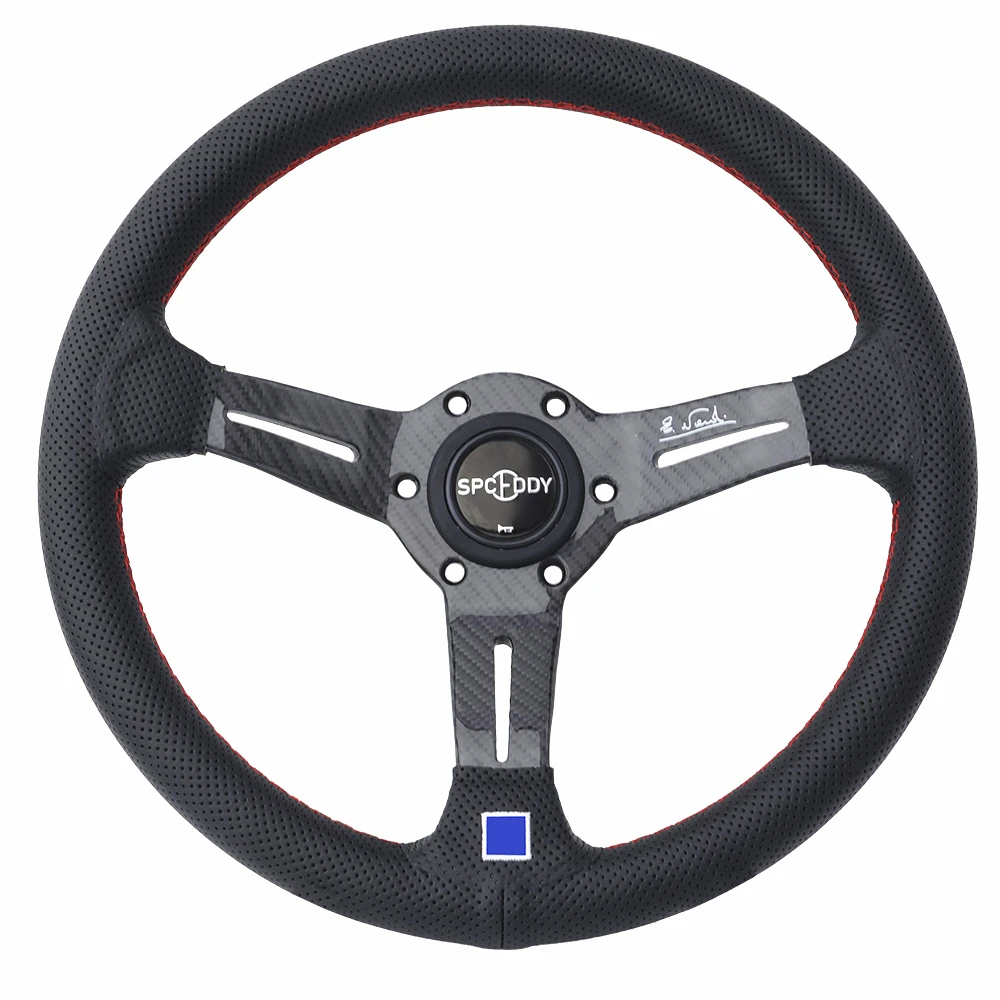 Spceddy Steering Wheel Carbon Fiber 13inch 330mm Car Race Sports Steering Wheel Perforated Leather N251218