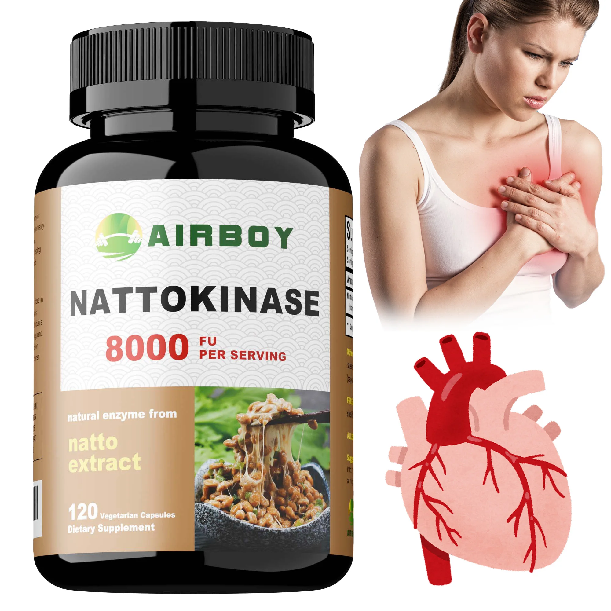 Nattokinase Capsules - Supports Fibrin Degradation,Heart Health & Circulatory & Normal Blood Flow,Prevent Arteriosclerosis