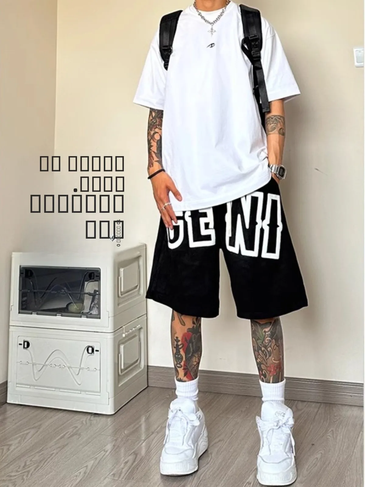 

Large Size Casual Sports orts Men's High Street Trend American Baskeall Training Five-Quarter Pants Summer Youth Leisure ...