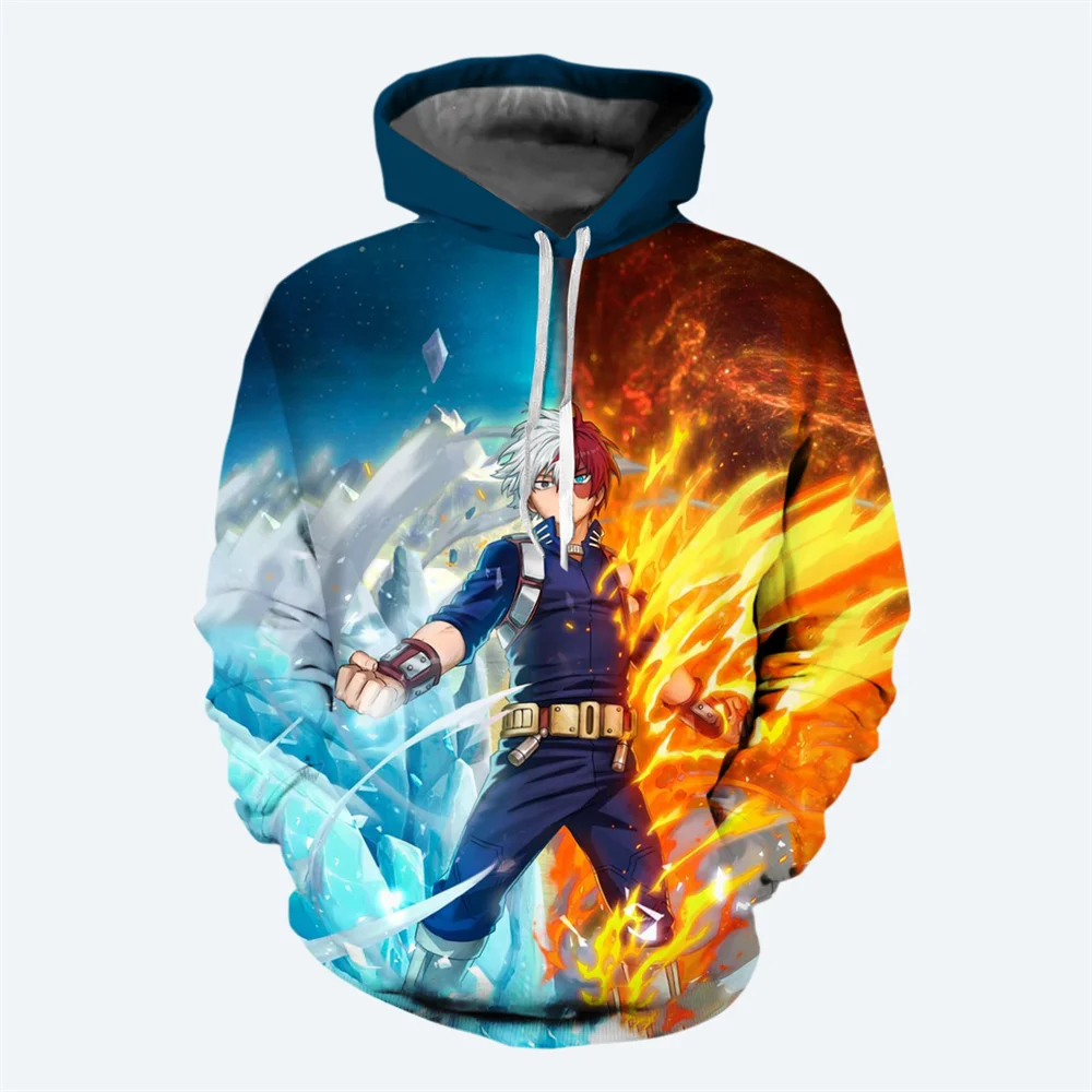 Felpa con cappuccio da uomo New Winter Anime stampata in 3D Felpa con stampa My Hero Academia Felpa con cappuccio da uomo casual stile hip-hop da strada