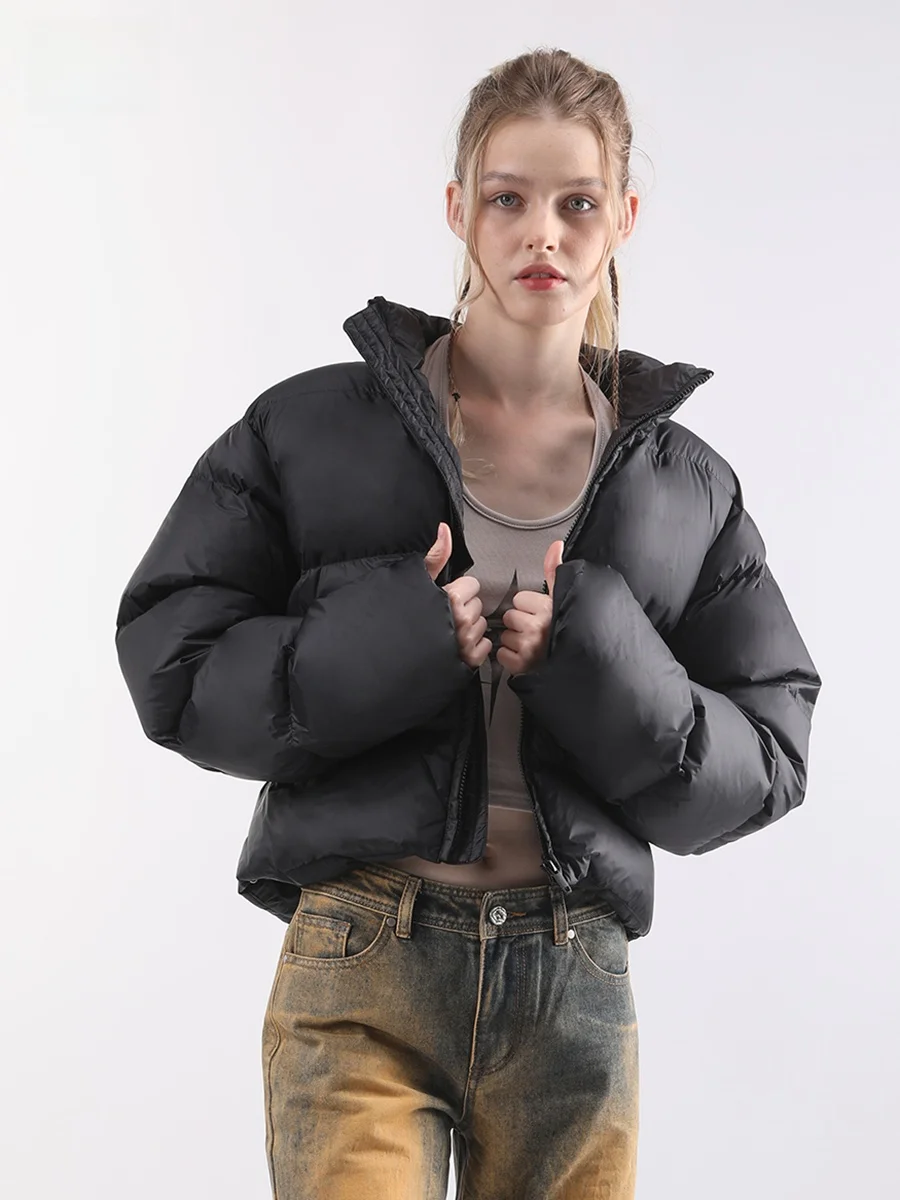 White Du Down Ort Puffer Jaet Thiened Bread Sle Stehkragen Damen Wintermantel Sli Vielseitige flauschige Oberbekleidung